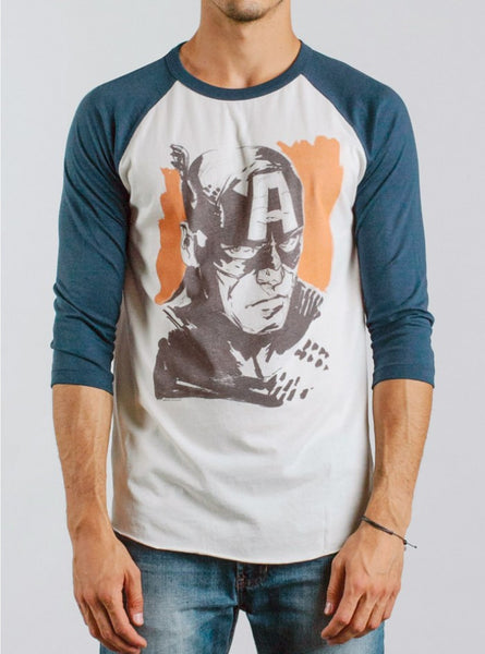 Captain America 3/4 Sleeve Raglan - biztee
