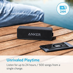 Anker SoundCore 2 Portable Bluetooth Speaker with Better Bass, 24-Hour Playtime, 66ft Bluetooth Range, IPX5 Water Resistance & Built-in Mic — Dual-Driver Wireless Speaker for iPhone, Samsung etc