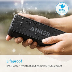 Anker SoundCore 2 Portable Bluetooth Speaker with Better Bass, 24-Hour Playtime, 66ft Bluetooth Range, IPX5 Water Resistance & Built-in Mic — Dual-Driver Wireless Speaker for iPhone, Samsung etc
