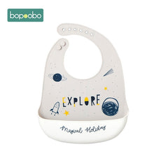 Bopoobo Baby Bib Adjustable Animal Picture Waterproof Saliva Dripping Bibs Soft Edible Silicone Saliva Towel Drooling Baby Scarf