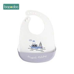 Bopoobo Baby Bib Adjustable Animal Picture Waterproof Saliva Dripping Bibs Soft Edible Silicone Saliva Towel Drooling Baby Scarf